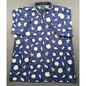 Vintage Chaps Ralph Lauren Polo Shirt Mens 2XT Blue Seashells Florida